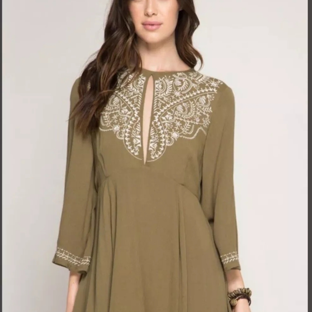 She +Sky Green Embellished Dress